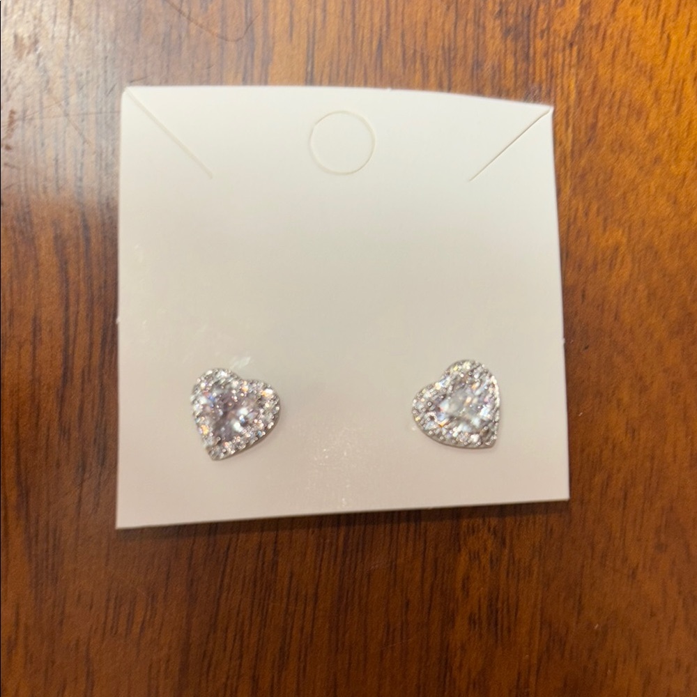 Heart-Shaped Silver Stud Earrings